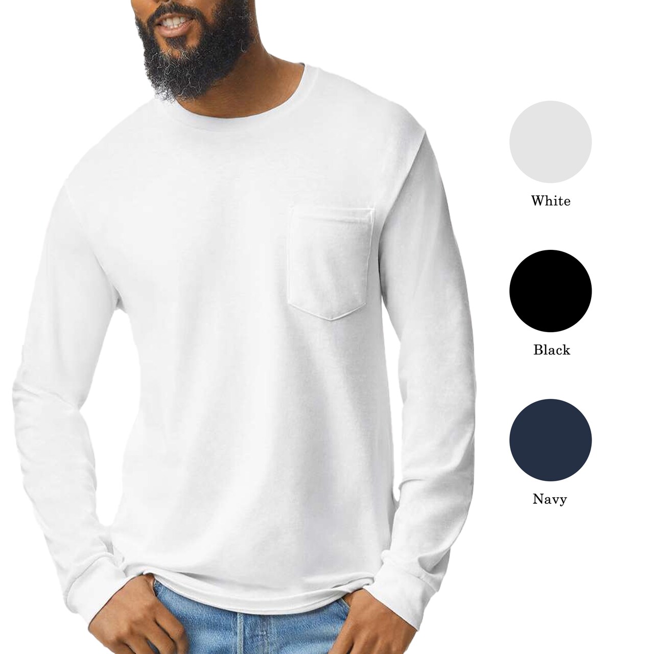 Gildan Ultra Cotton Long Sleeve Pocket T-Shirt, Durable Adult Pullover